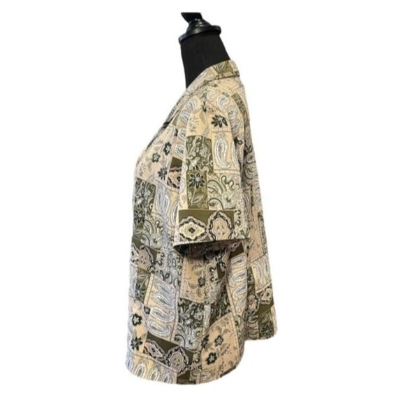 Paisley patchwork Button Front Shirt Vintage Cottage core Grandma USA - Picture 3 of 7